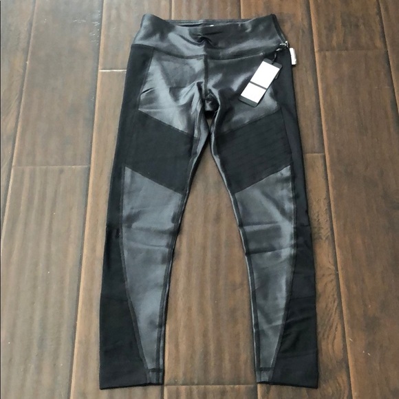 90 Degree By Reflex Black Mesh Contrast Leggings Ankle Length S - Picture 1 of 7